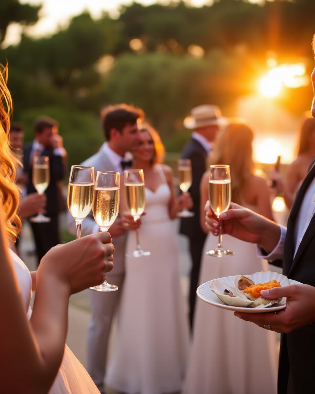 Live-Austern-Service beim Sektempfang einer Hochzeit auf Mallorca